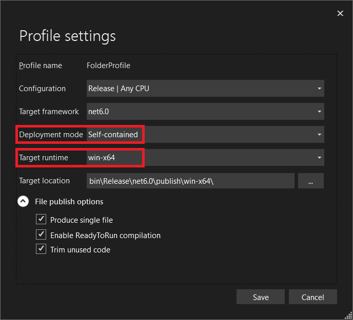 publish profile